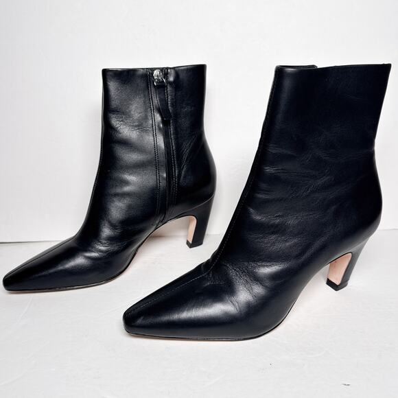 Everlane The Short Banana Boot Black Leather Ankle Boots Women’s Size 7 Side Zip - Picture 1 of 14